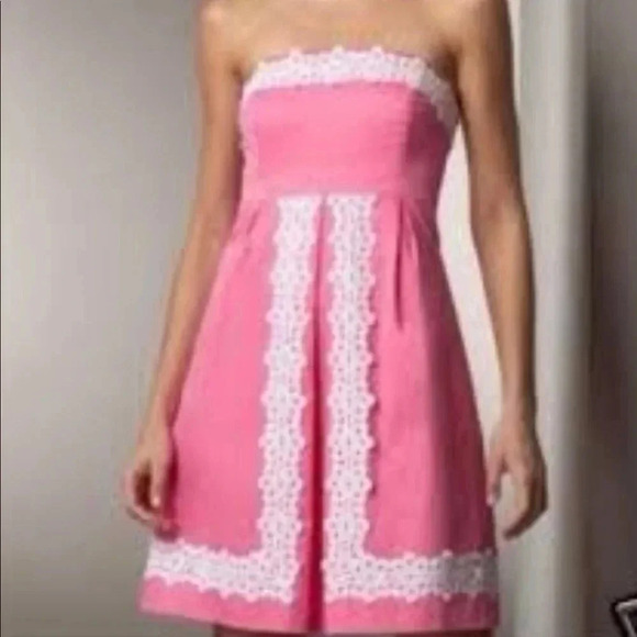 Lilly Pulitzer Betsey Strapless Pink Embroidered Dress - Picture 1 of 8